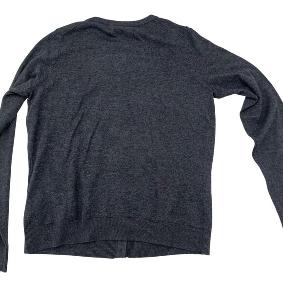 Talbots Petites Gray Cardigan With Black Lace Accents Sp Cotton/Polyester Womens - Picture 5 of 5